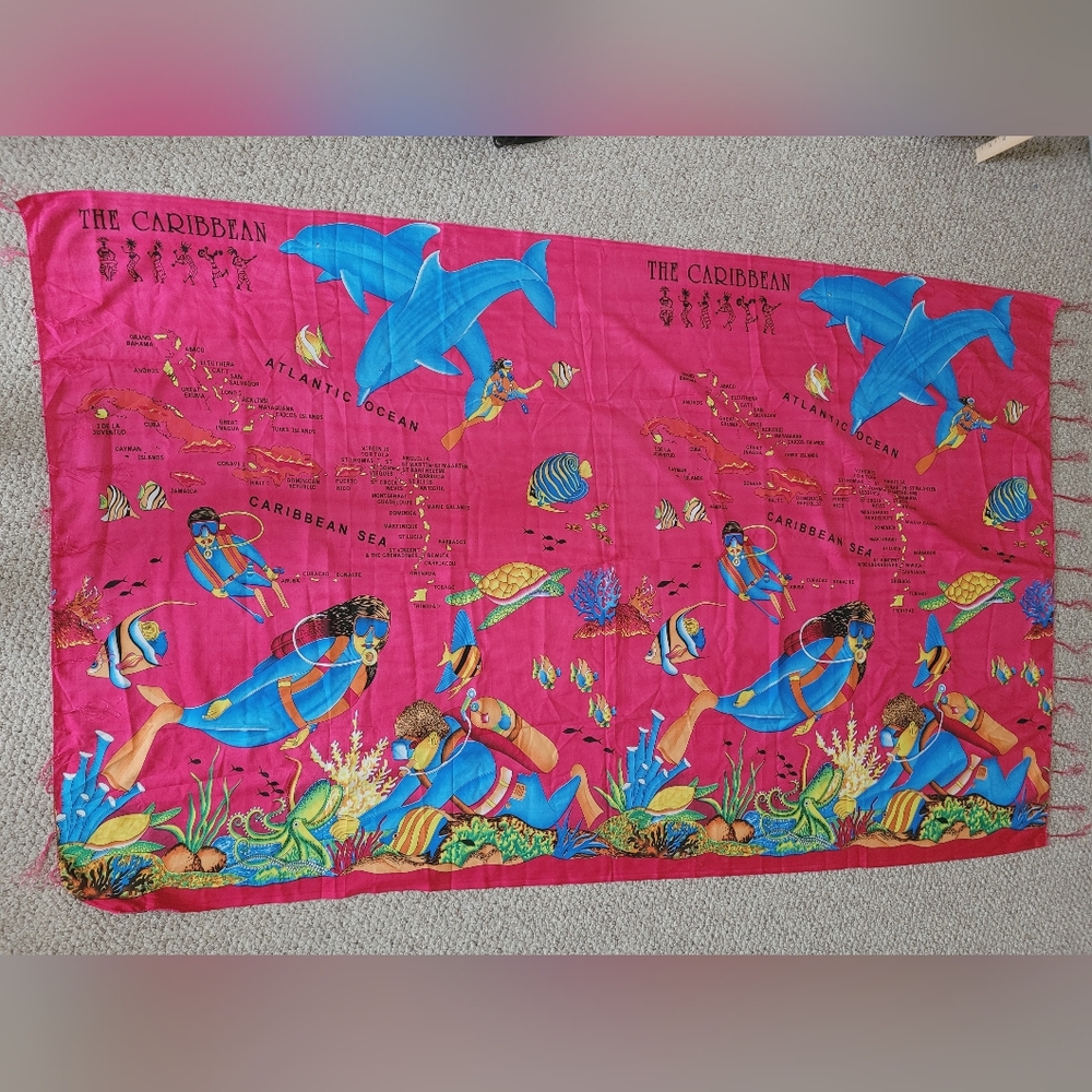 Caribbean 100% polyester scarf/ wrap . 78"×41"